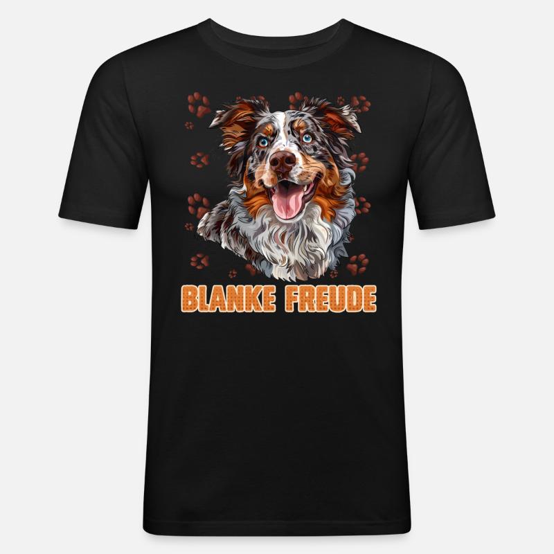 Australian Shepherd BLANKE FREUDE Aussie - Männer Slim Fit T-Shirt - Schwarz