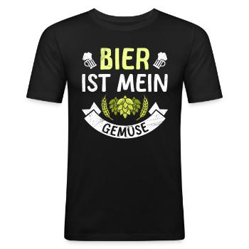 Bier ist mein Gemüse Lustiger Bier Spruch - Männer Slim Fit T-Shirt - Schwarz - Vorne - Nik (191cm)
