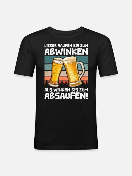 Lustiger Biertrinker Spruch Bier - Männer Slim Fit T-Shirt - Schwarz