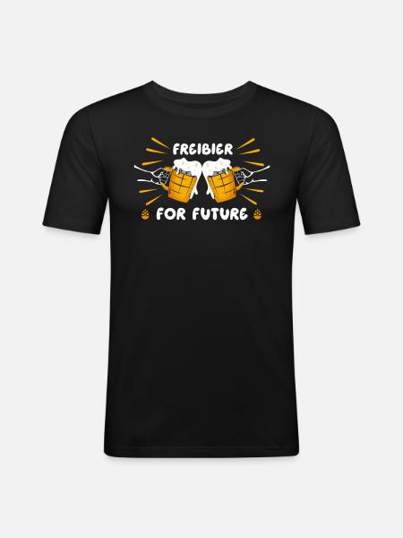Freibier for Future - Männer Slim Fit T-Shirt - Schwarz