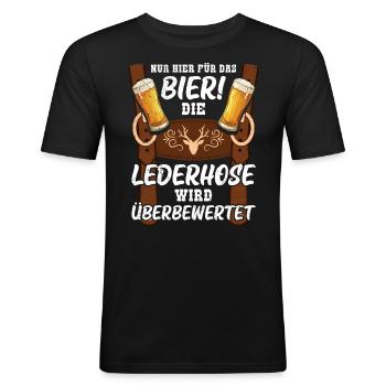 Keine Lederhosen nur Bier trinken Bayrischer - Männer Slim Fit T-Shirt - Schwarz - Vorne - Nik (191cm)