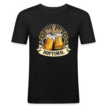 Münchner Volksfest HOPTIMAL Lustiges Bierfan - Männer Slim Fit T-Shirt - Schwarz - Vorne - Nik (191cm)