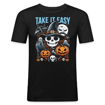 Halloween Costume Kids TAKE IT EASY Fun - Men's Slim Fit T-Shirt - black - Front - Nik (191cm)