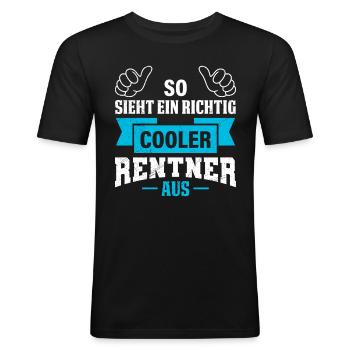 Ruhestand SO SIEHT EIN RICHTIG COOLER RENTNER AUS - Männer Slim Fit T-Shirt - Schwarz - Vorne - Nik (191cm)