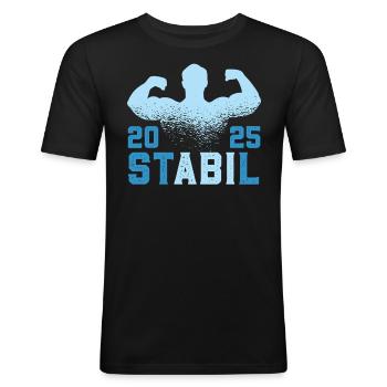 Abitur Abschluss 2025 ST ABI L Lustiges Abi - Männer Slim Fit T-Shirt - Schwarz - Vorne - Nik (191cm)