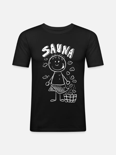 Dampf Sauna Strichmännchen - Männer Slim Fit T-Shirt - Schwarz