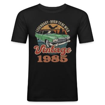 Vintage Retro 1985 Geburtstag 1985 - Männer Slim Fit T-Shirt - Schwarz - Vorne - Nik (191cm)