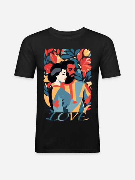 Abstrakte Kunst Mann und Frau - Männer Slim Fit T-Shirt - Schwarz