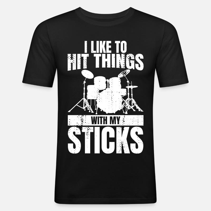 Lustiger Drummer Witz - Männer Slim Fit T-Shirt - Schwarz