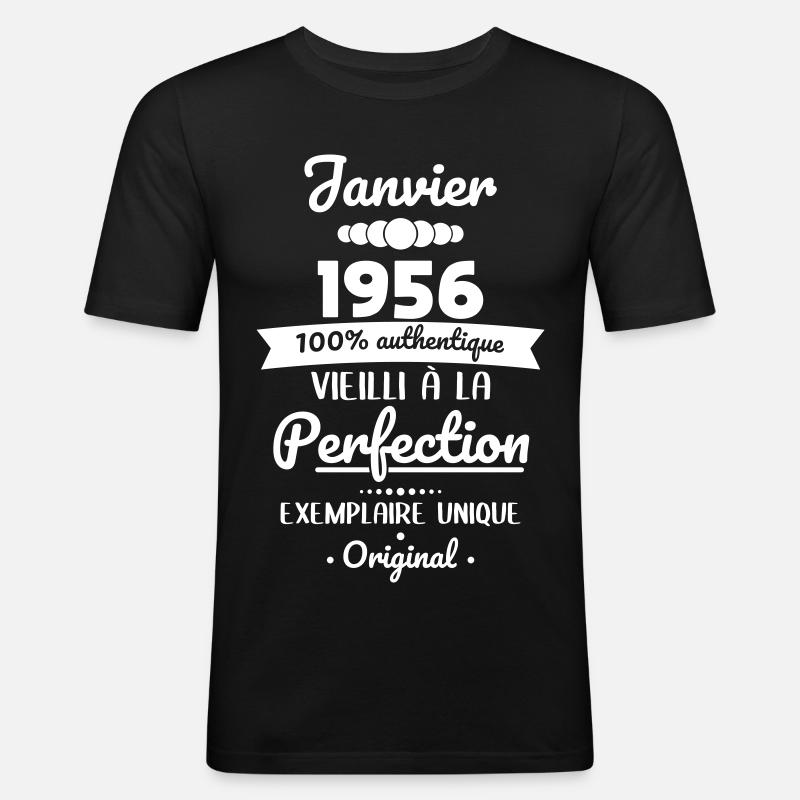 70° Anniversario - Gennaio 1956 Originale - Maglietta aderente da uomo - nero