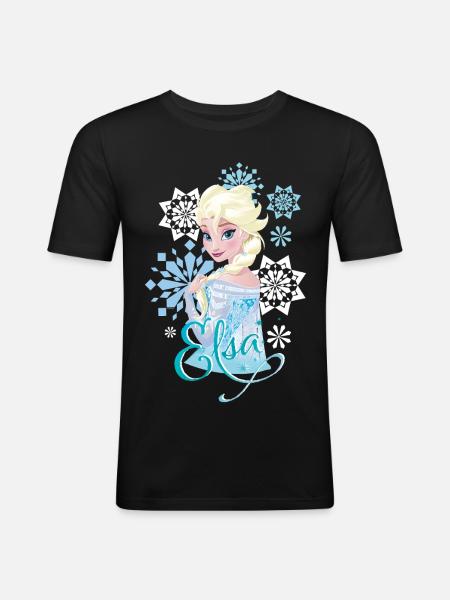 Frozen Elsa Silhouette Mit Schneeflocken - Männer Slim Fit T-Shirt - Schwarz
