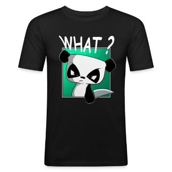 Quoi? drôle de panda, dictons drôles, chemise - T-shirt près du corps Homme - noir - Devant - Nik (191cm)