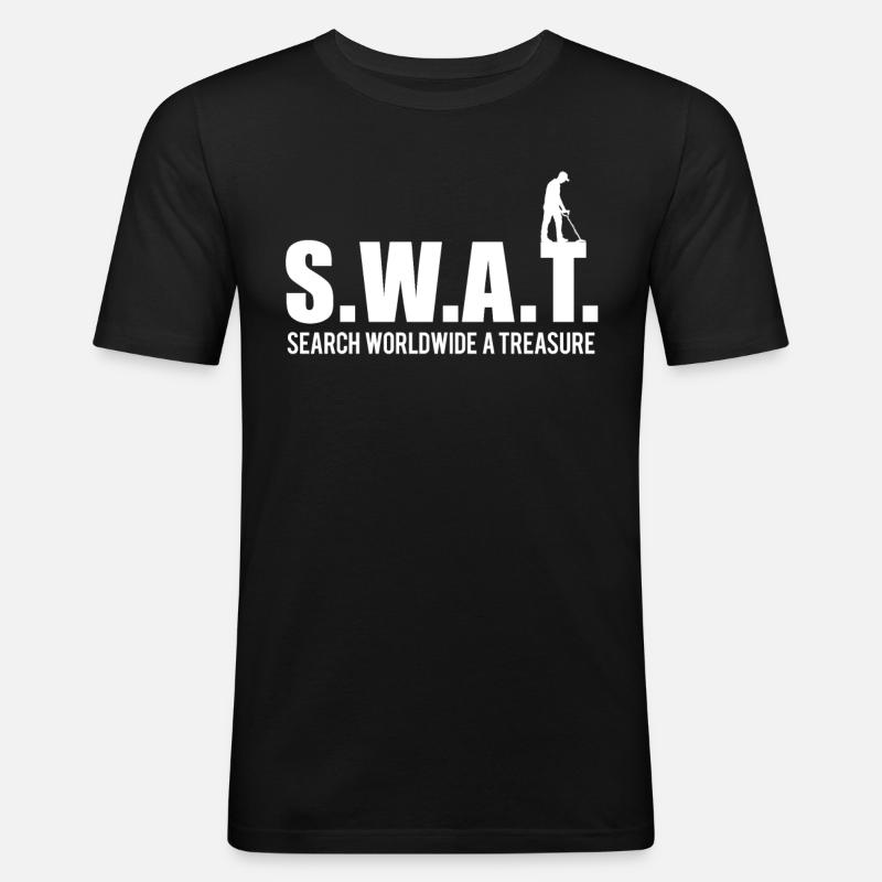Sondengänger SWAT-TREASURE Metallsuchgerät - Männer Slim Fit T-Shirt - Schwarz