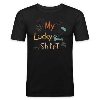 Beach Kite Windracer Kite Beach Sailor Vintage - T-shirt près du corps Homme - noir - Devant - Nik (191cm)