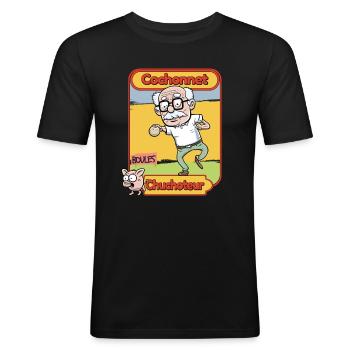 Pétanque boccia pétanque française - T-shirt près du corps Homme - noir - Devant - Nik (191cm)