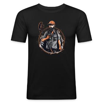 Sondengänger Sondler sondeln Lustiges-Kaffee - Männer Slim Fit T-Shirt - Schwarz - Vorne - Nik (191cm)