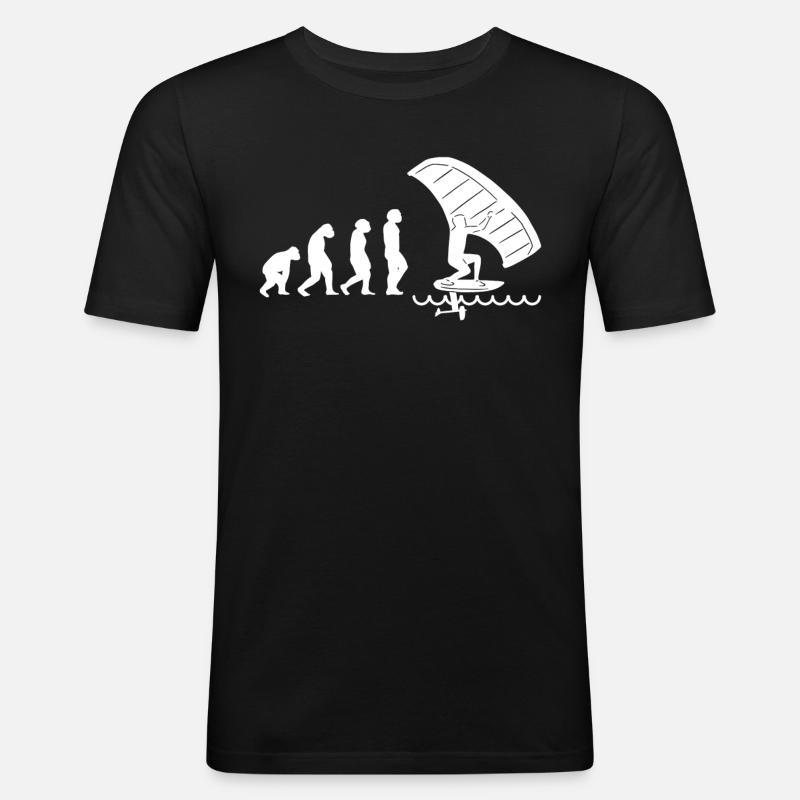 Wingfoil-Surfer Wingfoiling Hydrofoil Evolution - Männer Slim Fit T-Shirt - Schwarz