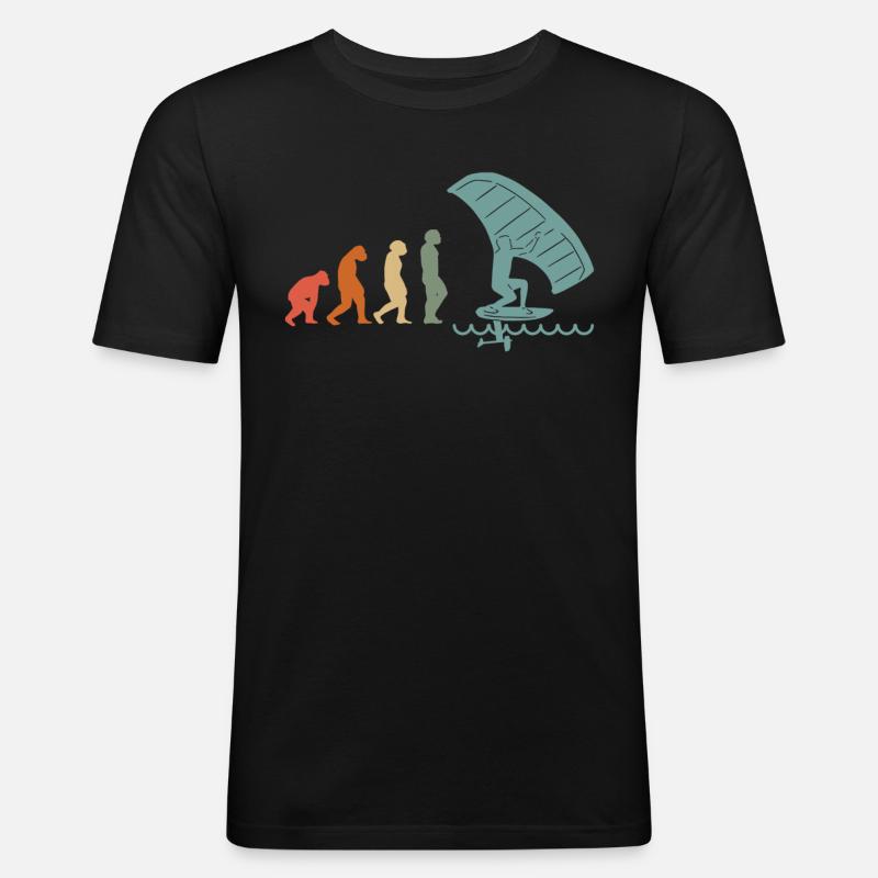 Wingfoil-Surfer Wingfoiling Hydrofoil Evolution - Männer Slim Fit T-Shirt - Schwarz