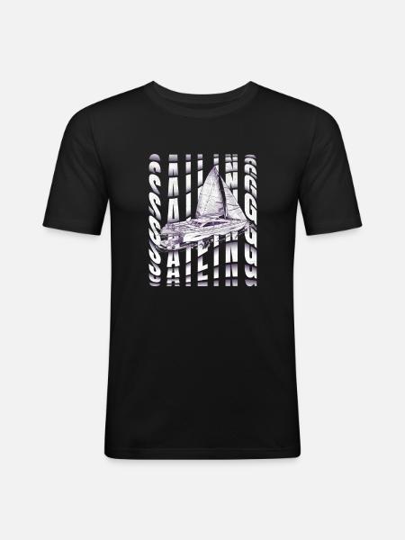 Catamaran-Boot Segelboot Segeln Segler - Männer Slim Fit T-Shirt - Schwarz