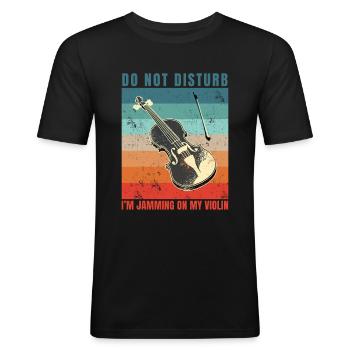 Violinist-Musiker Geigen Musik-Instrumente Geiger - Männer Slim Fit T-Shirt - Schwarz - Vorne - Nik (191cm)
