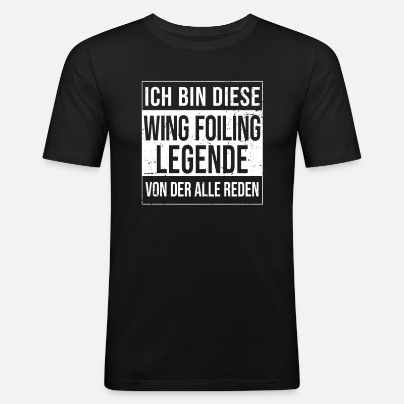 Wingfoil-Surfer Wingfoiling Hydrofoil Kitefoil - Männer Slim Fit T-Shirt - Schwarz