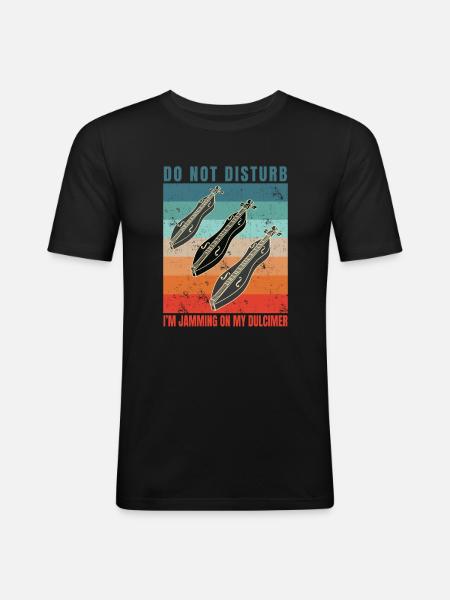 Dulcimer-Musiker Zupfinstrument Hammered Dulcimer - Männer Slim Fit T-Shirt - Schwarz