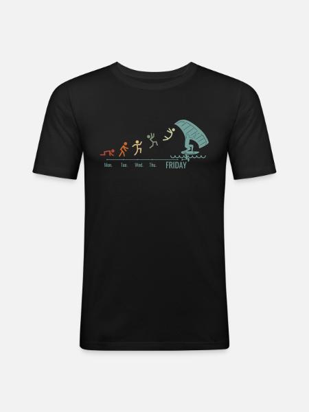 Wingfoil-Surfer Wingfoiling Hydrofoil Wochenende - Männer Slim Fit T-Shirt - Schwarz
