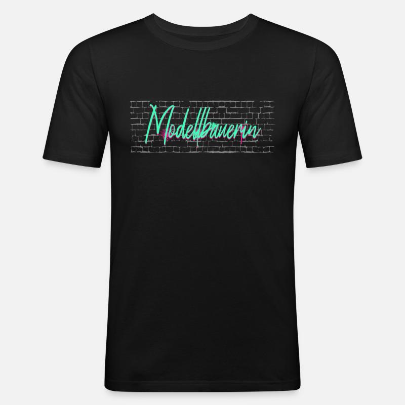 Technischer Abschluss-Geschenk Modellbauerin - Männer Slim Fit T-Shirt - Schwarz