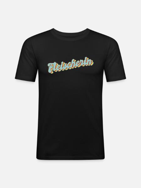 Metzger Abschluss-Geschenk Fleischerin - Männer Slim Fit T-Shirt - Schwarz