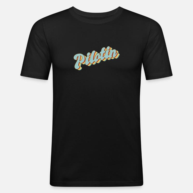 Flugzeug Abschluss-Geschenk Pilotin - Männer Slim Fit T-Shirt - Schwarz