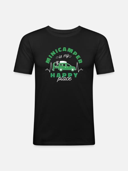 Minicamper Happy Camping-Camper Microcamper - Men's Slim Fit T-Shirt - black