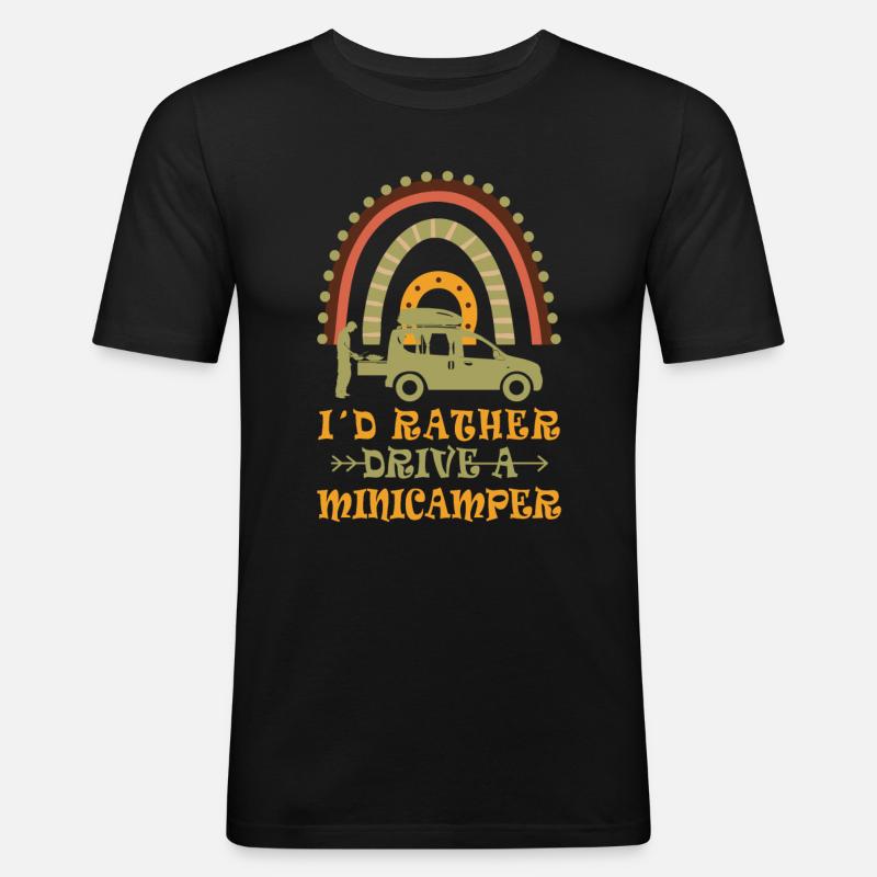 Minicamper Hobby Camping-Camper Microcamper - Männer Slim Fit T-Shirt - Schwarz