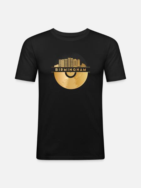Disque Vinyle Skyline-Angleterre-Birmingham - T-shirt près du corps Homme - noir