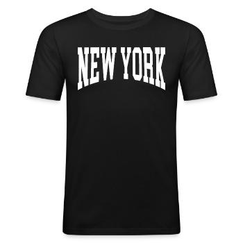 New York - Männer Slim Fit T-Shirt - Schwarz - Vorne - Nik (191cm)