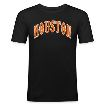 Houston - Männer Slim Fit T-Shirt - Schwarz - Vorne - Nik (191cm)