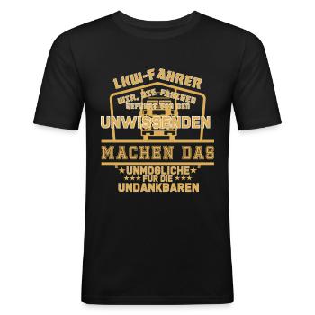 lustiges LKW Fahrer Shirt oder LKW Fahrer Geschenk - Männer Slim Fit T-Shirt - Schwarz - Vorne - Nik (191cm)