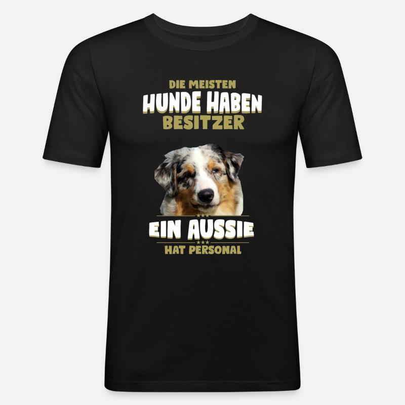 Australian Shepherd - Aussie Hund - Männer Slim Fit T-Shirt - Schwarz