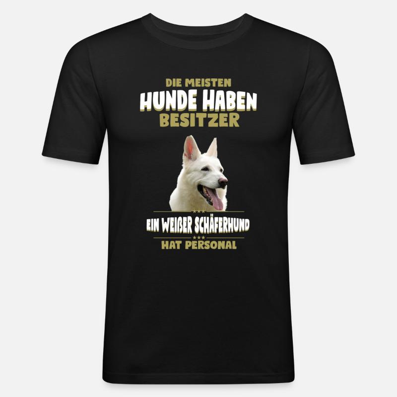 Weisser Schäferhund Tshirt - Weisser Schäferhund - Männer Slim Fit T-Shirt - Schwarz