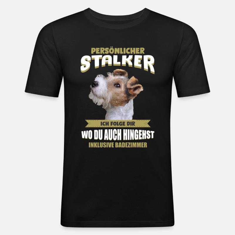 Foxterrier Tshirt - Foxterrier Shirt - Männer Slim Fit T-Shirt - Schwarz