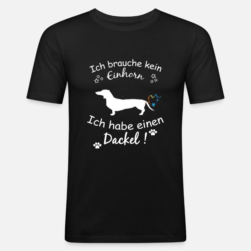 Dackel Hund - Dackel - Männer Slim Fit T-Shirt - Schwarz
