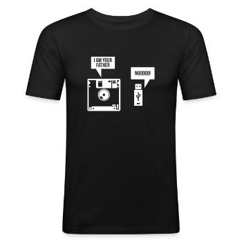 Disque USB Je suis votre père ordinateur nerd - T-shirt près du corps Homme - noir - Devant - Nik (191cm)
