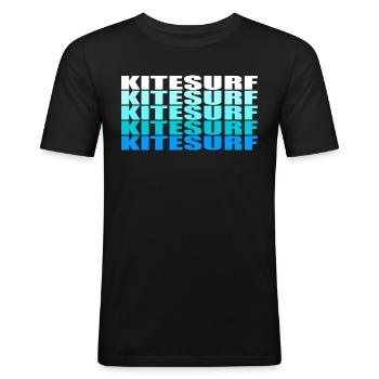 Kitesurf - Männer Slim Fit T-Shirt - Schwarz - Vorne - Nik (191cm)