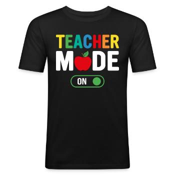 Mode enseignant sur l’école Étudiants drôles Meilleur enseignant - T-shirt près du corps Homme - noir - Devant - Nik (191cm)