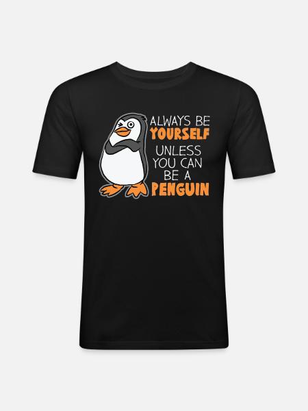 pinguino - Maglietta aderente da uomo - nero