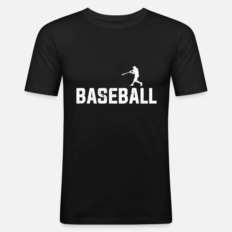 Baseball - Männer Slim Fit T-Shirt - Schwarz