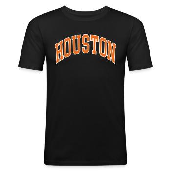 Houston - Männer Slim Fit T-Shirt - Schwarz - Vorne - Nik (191cm)