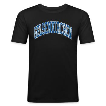 Gelsenkirchen - Männer Slim Fit T-Shirt - Schwarz - Vorne - Nik (191cm)