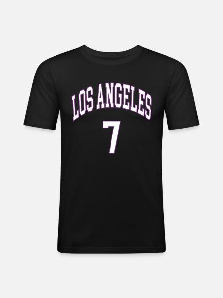 Los Angeles 7 - Männer Slim Fit T-Shirt - Schwarz