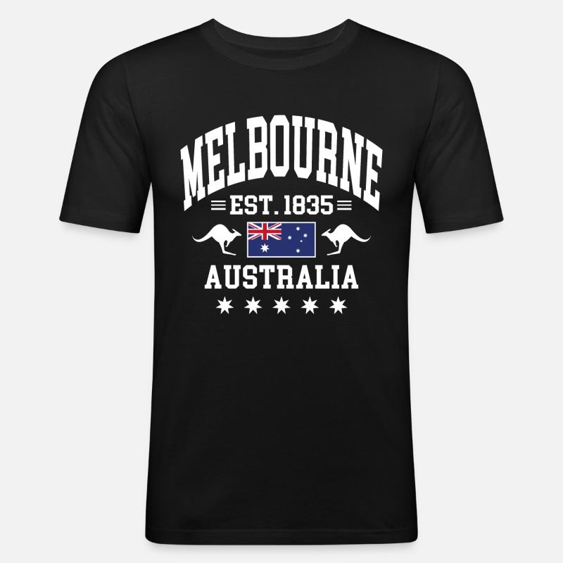 Melbourne - Männer Slim Fit T-Shirt - Schwarz