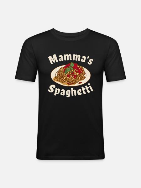 Mamma's Spaghetti - Männer Slim Fit T-Shirt - Schwarz